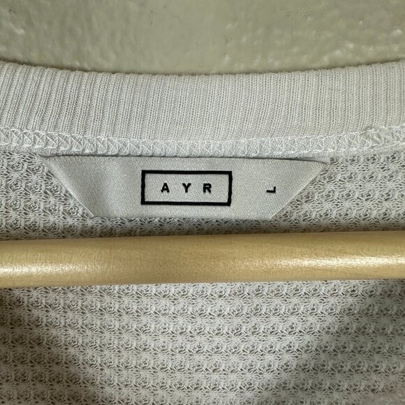 AYR Men's Shirt Waffle Knit Long Sleeve Thermal Pullover Oyster White Large - Picture 2 of 4